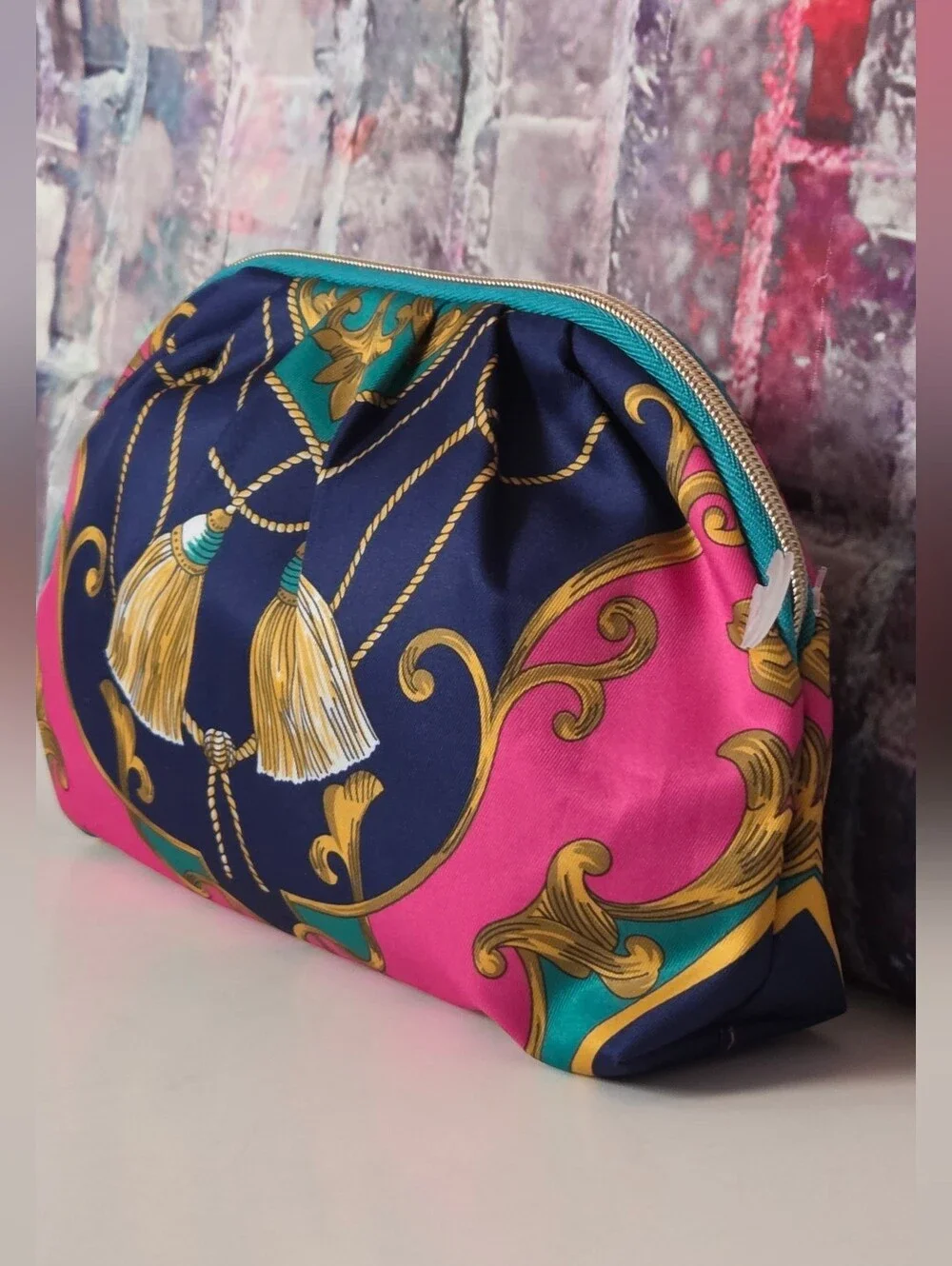 Estee Lauder Tassel Print Cosmetic Pouch NWT
